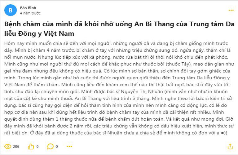 Trên diễn đàn Webtretho, An Bì Thang đã nhận được nhiều phản hồi tích cực