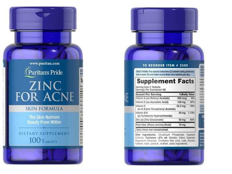 Puritan’s Pride Premium Zinc For Acne Cứu Cánh Cho Làn Da Mụn